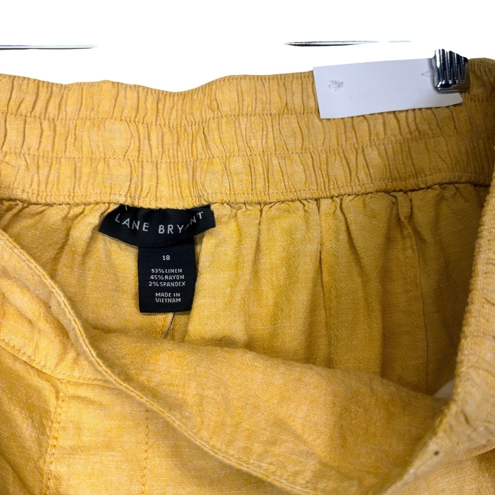 Linen Wide Leg Cropped Pants "Mango Mojito" Plus Sz18 Quiet Luxury Cottagecore - Picture 6 of 10
